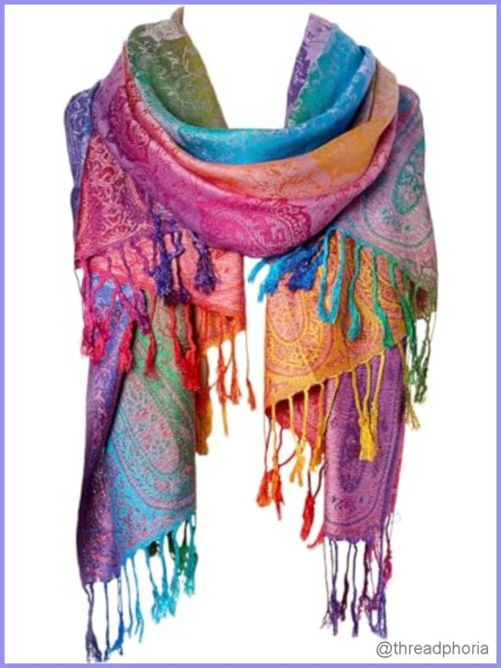 Cotton Blend Jacquard Soft Scarf with Fringed Edges, Shawl Wrap Oversized Travel